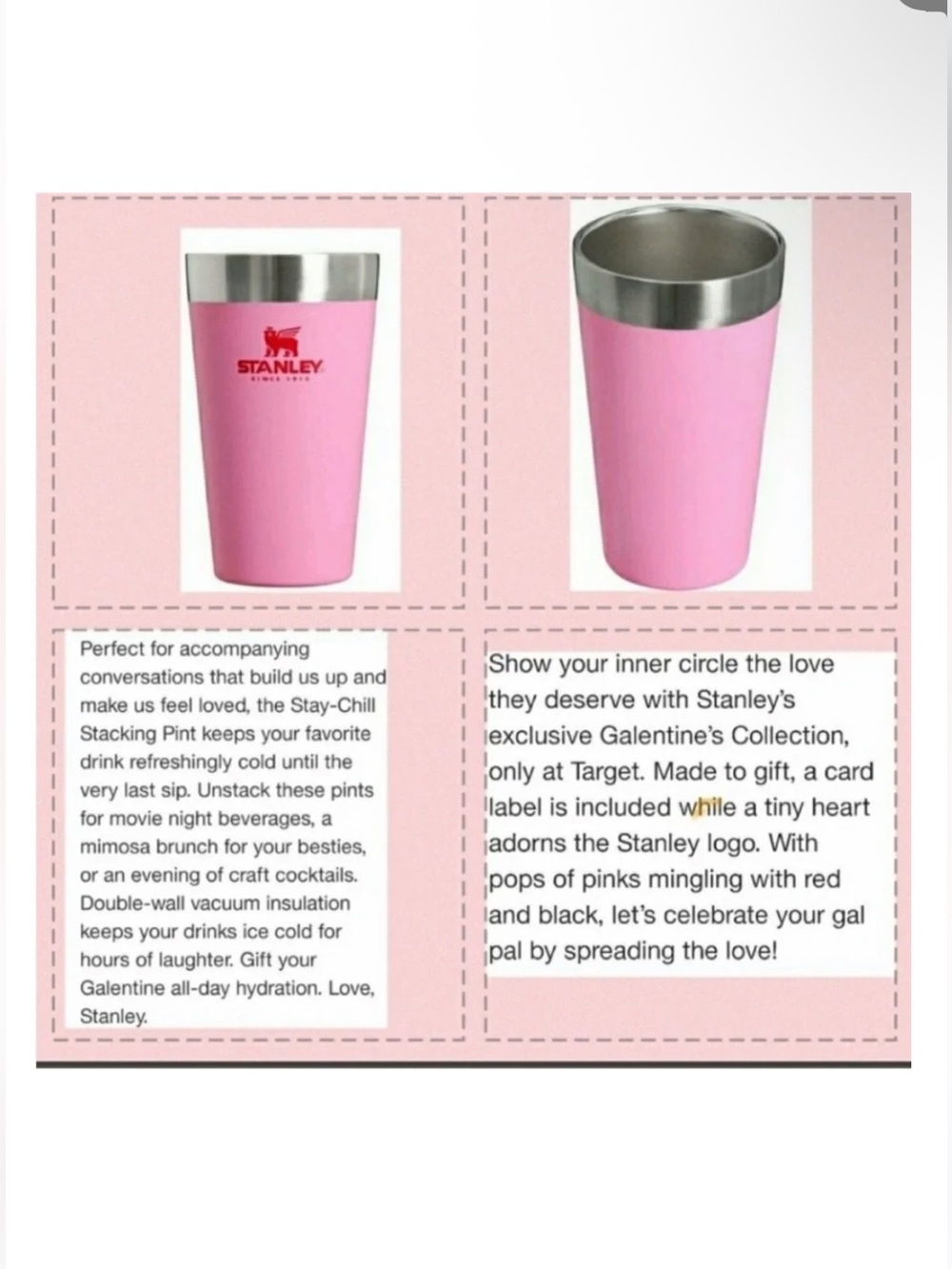 Stanley 16 oz. Stackable Cup - Valentines Day Collection Limited Edition - NEW - Picture 4 of 7